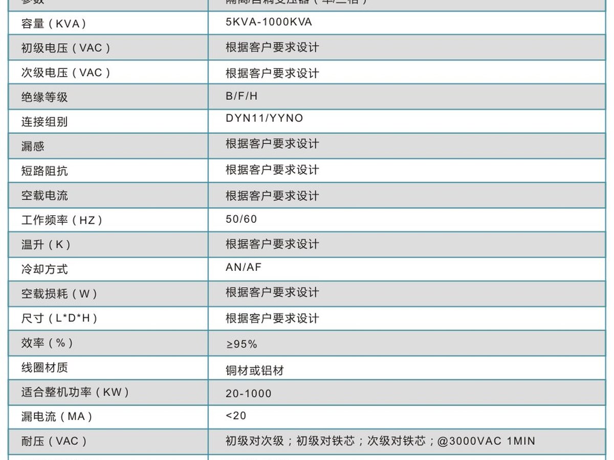 工频特种变压器:三相隔离/自耦变压器